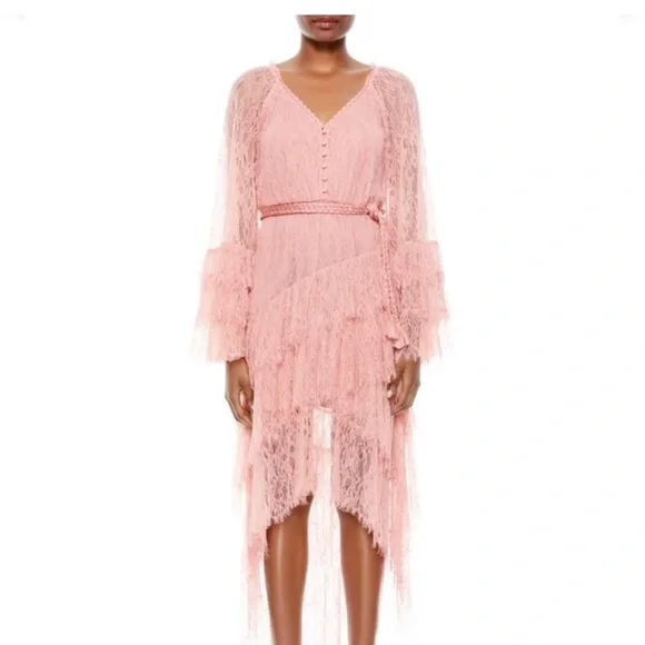 Alice + Olivia | Onica Asymmetrical Lace Dress | Xs | Pink Alice + Olivia | Onica Asymmetrical Lace Dress | Xs | Pink